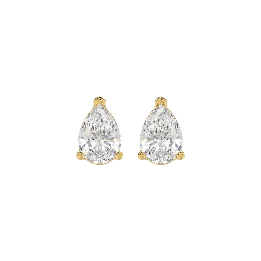 LADIES SOLITAIRE EARRINGS 2CT PEAR DIAMOND 14K YELLOW GOLD