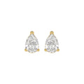 LADIES SOLITAIRE EARRINGS 2CT PEAR DIAMOND 14K YELLOW GOLD