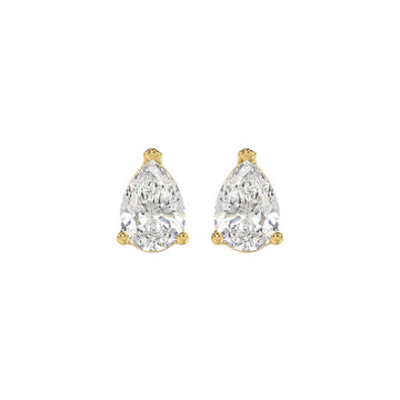 LADIES SOLITAIRE EARRINGS 2CT PEAR DIAMOND 14K YELLOW GOLD