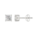 LADIES SOLITAIRE EARRINGS 2CT PRINCESS DIAMOND 14K WHITE GOLD