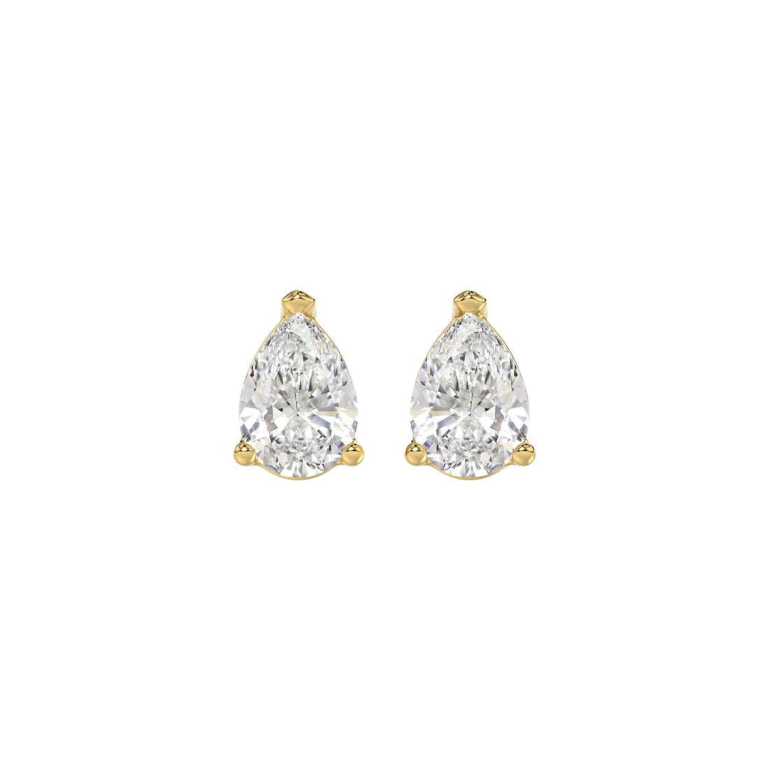 LADIES SOLITAIRE EARRINGS 1 1/2CT PEAR DIAMOND 14K YELLOW GOLD