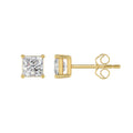 LADIES SOLITAIRE EARRINGS 1 1/2CT PRINCESS DIAMOND 14K YELLOW GOLD (CENTER STONE  PRINCESS DIAMOND 3/4CT)