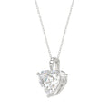 LADIES SOLITAIRE PENDANT WITH CHAIN 2CT HEART DIAMOND 14K WHITE GOLD