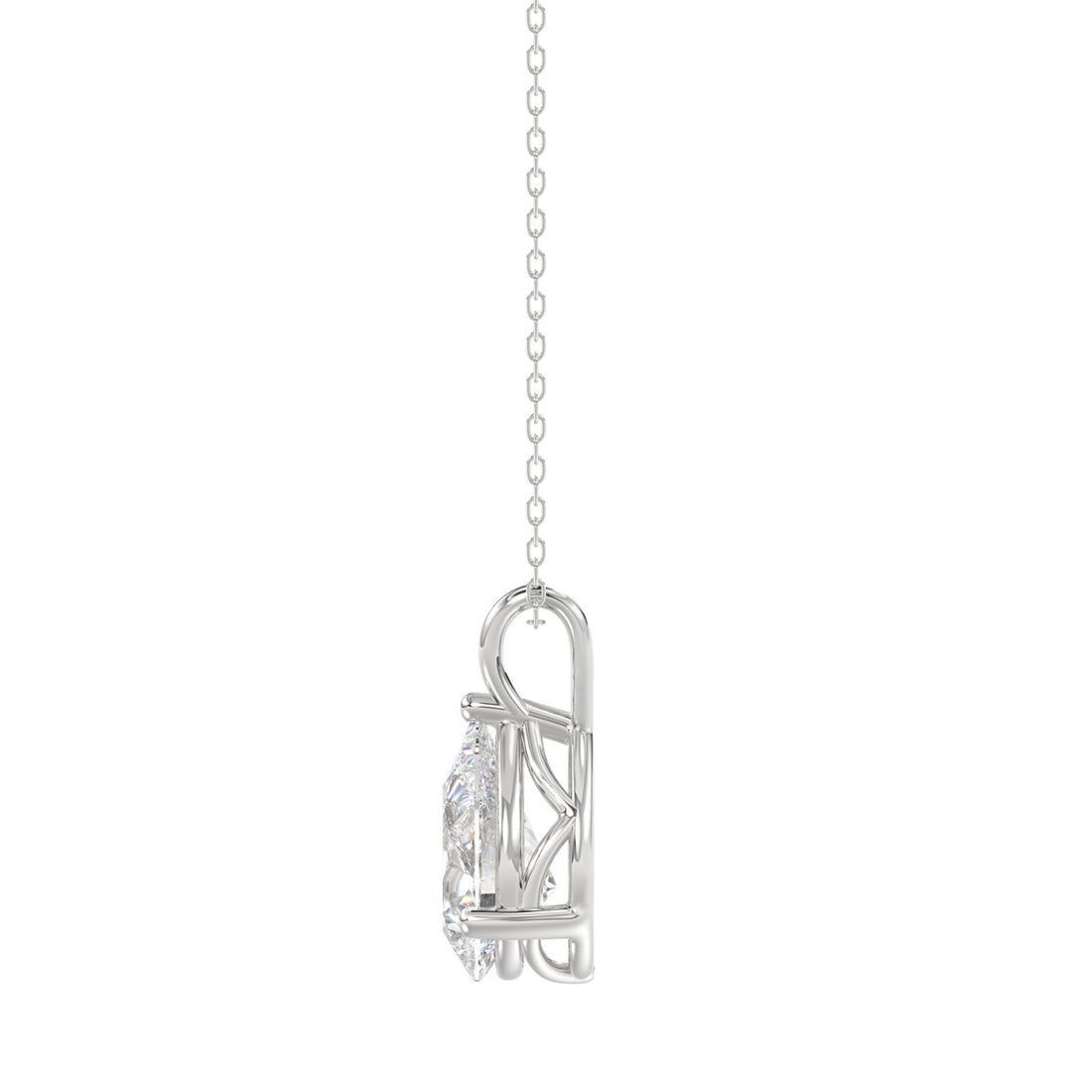 LADIES SOLITAIRE PENDANT WITH CHAIN 1 1/2CT PEAR DIAMOND 14K WHITE GOLD