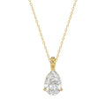 LADIES SOLITAIRE PENDANT WITH CHAIN 1 1/2CT PEAR DIAMOND 14K YELLOW GOLD