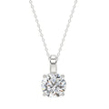 LADIES SOLITAIRE PENDANT WITH CHAIN 2CT ROUND DIAMOND 14K WHITE GOLD