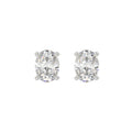 LADIES SOLITAIRE EARRINGS 3CT OVAL DIAMOND 14K WHITE GOLD (CENTER STONE OVAL DIAMOND 1 1/2CT )