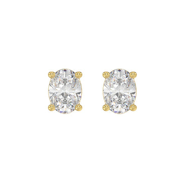 LADIES SOLITAIRE EARRINGS 3CT OVAL DIAMOND 14K YELLOW GOLD (CENTER STONE OVAL DIAMOND 1 1/2CT )
