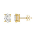 LADIES SOLITAIRE EARRINGS 3CT OVAL DIAMOND 14K YELLOW GOLD (CENTER STONE OVAL DIAMOND 1 1/2CT )