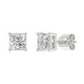 LADIES SOLITAIRE EARRINGS 3CT PRINCESS DIAMOND 14K WHITE GOLD