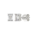 LADIES SOLITAIRE EARRINGS 1 1/2CT EMERALD DIAMOND 14K WHITE GOLD