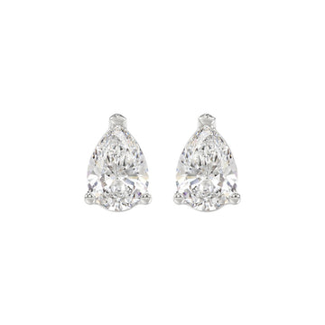 LADIES SOLITAIRE EARRINGS 3CT PEAR DIAMOND 14K WHITE GOLD