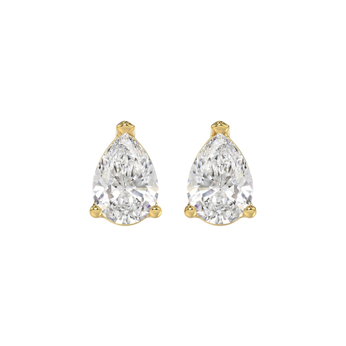 LADIES SOLITAIRE EARRINGS 3CT PEAR DIAMOND 14K YELLOW GOLD
