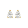 LADIES SOLITAIRE EARRINGS 3CT PEAR DIAMOND 14K YELLOW GOLD