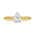 LADIES SOLITAIRE RING 1CT PEAR DIAMOND 14K YELLOW GOLD