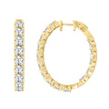 LADIES HOOP EARRINGS 11CT ROUND DIAMOND 14K YELLOW GOLD