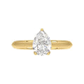 LADIES SOLITAIRE RING 1 1/2CT PEAR DIAMOND 14K YELLOW GOLD