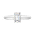 LADIES SOLITAIRE RING 1 1/2CT EMERALD DIAMOND 14K WHITE GOLD