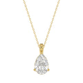 LADIES SOLITAIRE PENDANT WITH CHAIN 2CT PEAR DIAMOND 14K YELLOW GOLD