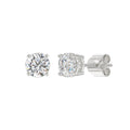 LADIES SOLITAIRE EARRINGS 2CT ROUND DIAMOND 14K WHITE GOLD