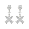 LADIES EARRINGS 3CT ROUND/MARQUISE/PEAR DIAMOND 14K WHITE GOLD