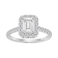 LADIES RING 1 1/2CT ROUND/EMERALD DIAMOND 14K WHITE GOLD (CENTER STONE EMERALD DIAMOND 1CT)