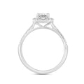 LADIES RING 1 1/2CT ROUND/EMERALD DIAMOND 14K WHITE GOLD (CENTER STONE EMERALD DIAMOND 1CT)