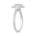LADIES RING 1 1/2CT ROUND/EMERALD DIAMOND 14K WHITE GOLD (CENTER STONE EMERALD DIAMOND 1CT)