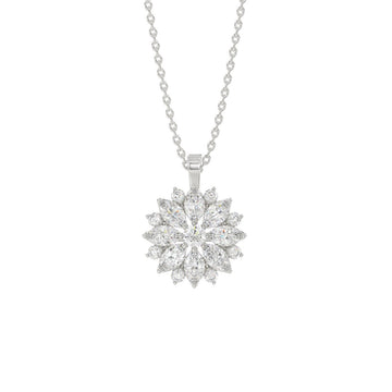 LADIES PENDANT WITH CHAIN 1CT ROUND/MARQUISE DIAMOND 14K WHITE GOLD