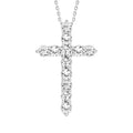 LADIES CROSS PENDANT WITH CHAIN 1CT ROUND DIAMOND 14K WHITE GOLD