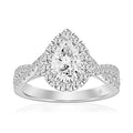 14K WHITE GOLD 1 3/4CT ROUND/PEAR DIAMOND LADIES RING (CENTER STONE PEAR DIAMOND 1.00CT)