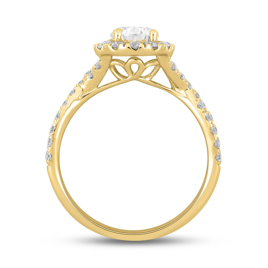 14K YELLOW GOLD 1 3/4CT ROUND/PEAR DIAMOND LADIES RING (CENTER STONE PEAR DIAMOND 1.00CT)