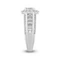 LADIES RING 3 3/4CT ROUND/BAGUETTE DIAMOND 14K WHITE GOLD (CENTER STONE ROUND DIAMOND 1 1/2CT )