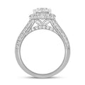 LADIES RING 3 3/4CT ROUND/OVAL/EMERALD DIAMOND 14K WHITE GOLD (CENTER STONE OVAL DIAMOND 1 1/2CT )