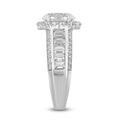 LADIES RING 3 3/4CT ROUND/OVAL/EMERALD DIAMOND 14K WHITE GOLD (CENTER STONE OVAL DIAMOND 1 1/2CT )