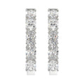 LADIES HOOP EARRINGS 2CT OVAL DIAMOND 14K WHITE GOLD