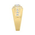14K YELLOW GOLD 2.00CT ROUND/EMERALD DIAMOND MEN'S RING (CENTER STONE ROUND DIAMOND 1CT)