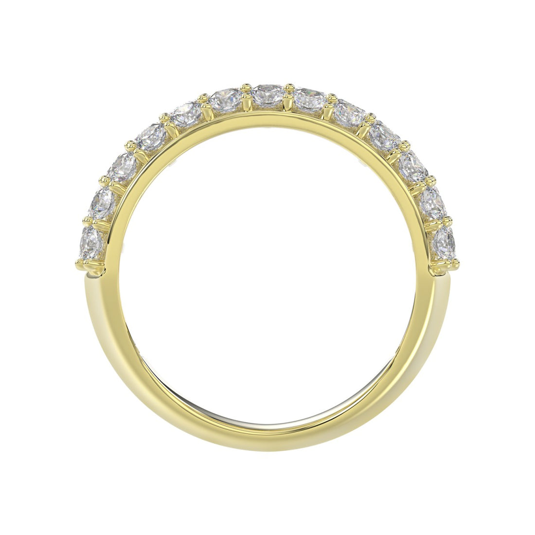 14K YELLOW GOLD 2 1/2CT ROUND/EMERALD DIAMOND LADIES BAND