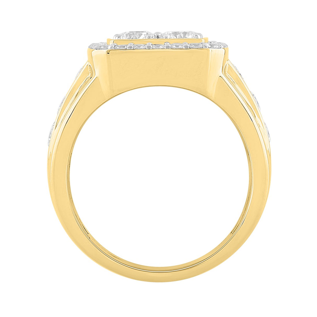 MEN'S RING 3CT ROUND DIAMOND 14K YELLOW GOLD