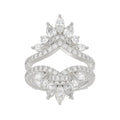LADIES ENHANCERS RING 2 1/4CT ROUND/PEAR/MARQUISE DIAMOND 14K WHITE GOLD