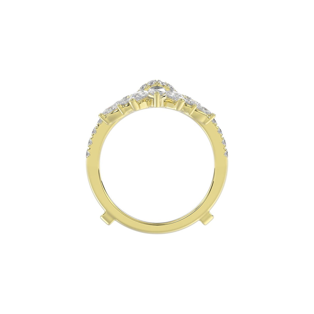 LADIES ENHANCERS RING 2 1/4CT ROUND/PEAR/MARQUISE DIAMOND 14K YELLOW GOLD