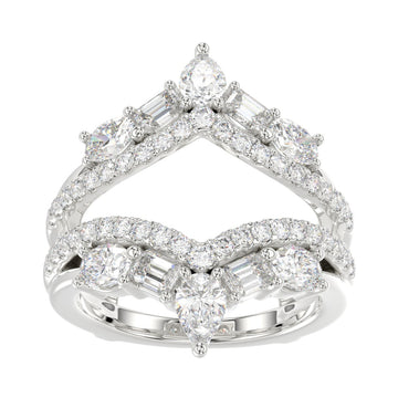 14K WHITE GOLD 1 3/4CT ROUND/EMERALD/PEAR/OVAL DIAMOND LADIES RING