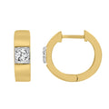 LADIES HOOPS EARRINGS 1/2CT ROUND DIAMOND 14K YELLOW GOLD