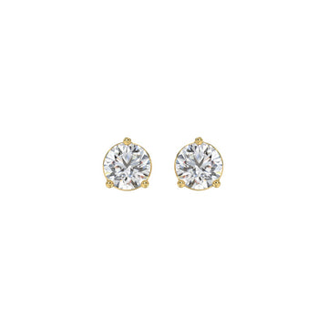 14K YELLOW GOLD 1CT ROUND DIAMOND LADIES SOLITAIRE EARRINGS 