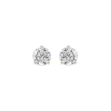LADIES SOLITAIRE EARRINGS 1 1/2CT ROUND DIAMOND 14K WHITE GOLD 