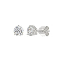 LADIES SOLITAIRE EARRINGS 1 1/2CT ROUND DIAMOND 14K WHITE GOLD 