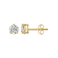 LADIES SOLITAIRE EARRINGS 1 1/2CT ROUND DIAMOND 14K YELLOW GOLD 