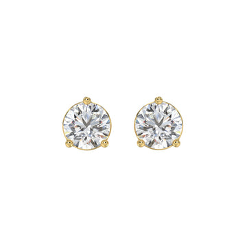 14K YELLOW GOLD 3CT ROUND DIAMOND LADIES SOLITAIRE EARRINGS (CENTER STONE  ROUND DIAMOND 1 1/2CT)