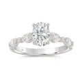 14K White Gold Oval Diamond Ring 1 1/2Ct With Round & Marquise Side Diamonds 1.00Ct Center Stone Oval Diamond For Women Fine Jewelry Gift For Her (Color F-G Clarity Vs1/Vs2)