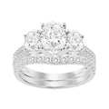 LADIES BRIDAL SET 2 3/8CT ROUND/OVAL DIAMOND 14K WHITE GOLD (CENTER STONE OVAL DIAMOND 1CT )